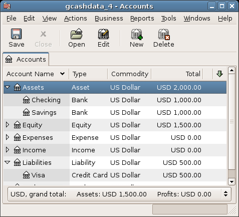 Chart Of Accounts After Setting The Opening Balance