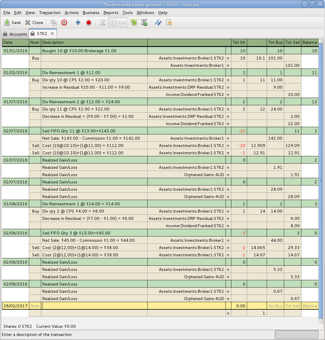 Example of security register after using Scrub Account