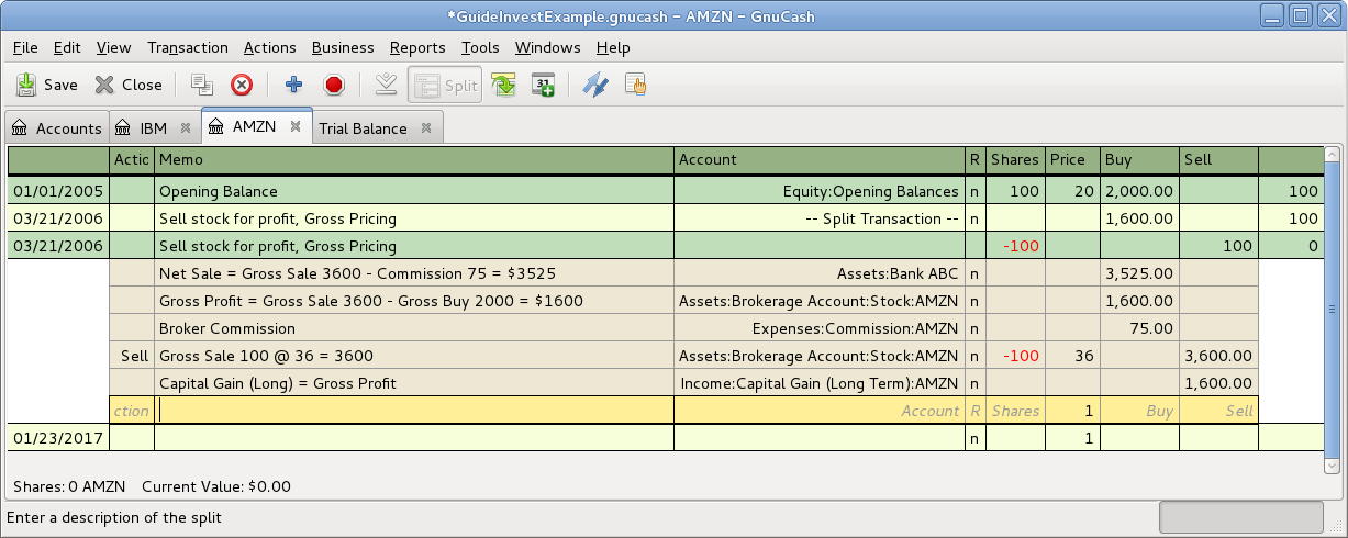 Selling Shares Example