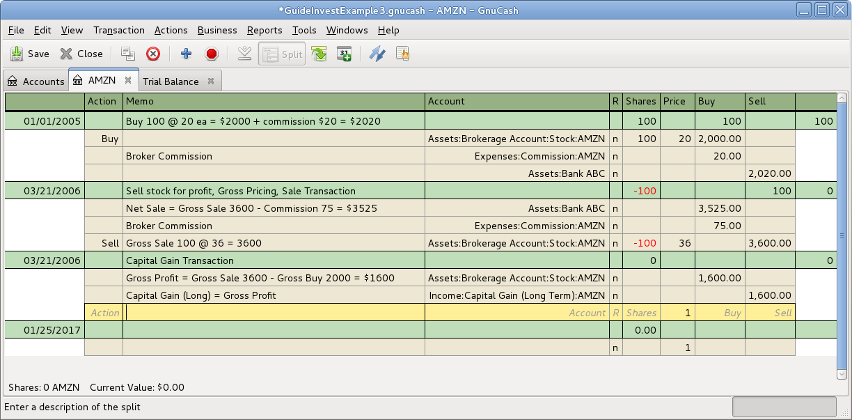 Selling Shares Example