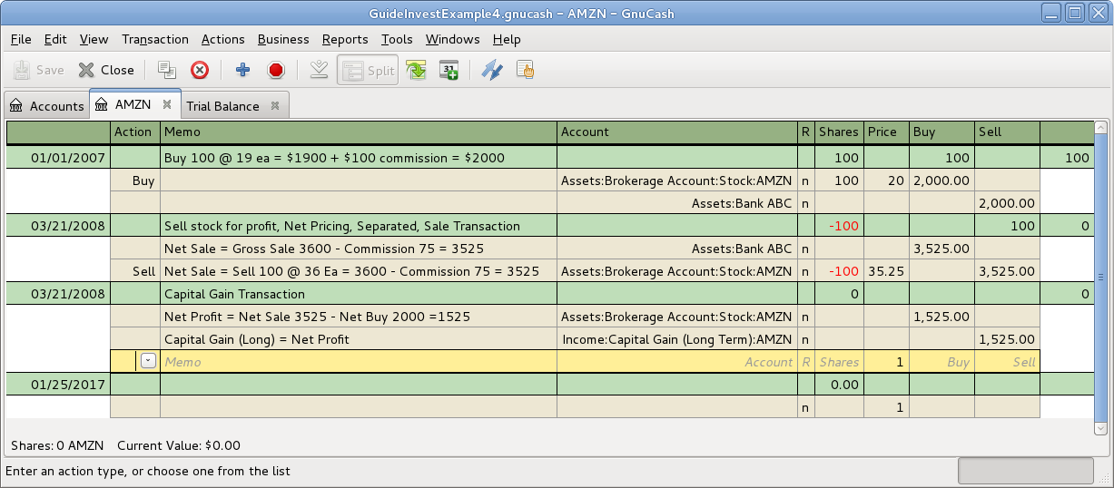 Selling Shares Example